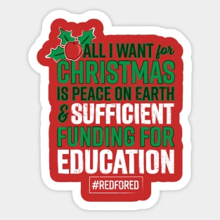 Teacher Christmas Red For Ed Sticker
